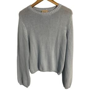 Elie Tahari sweater women’s size S light blue cotton blend balloon sleeve cozy